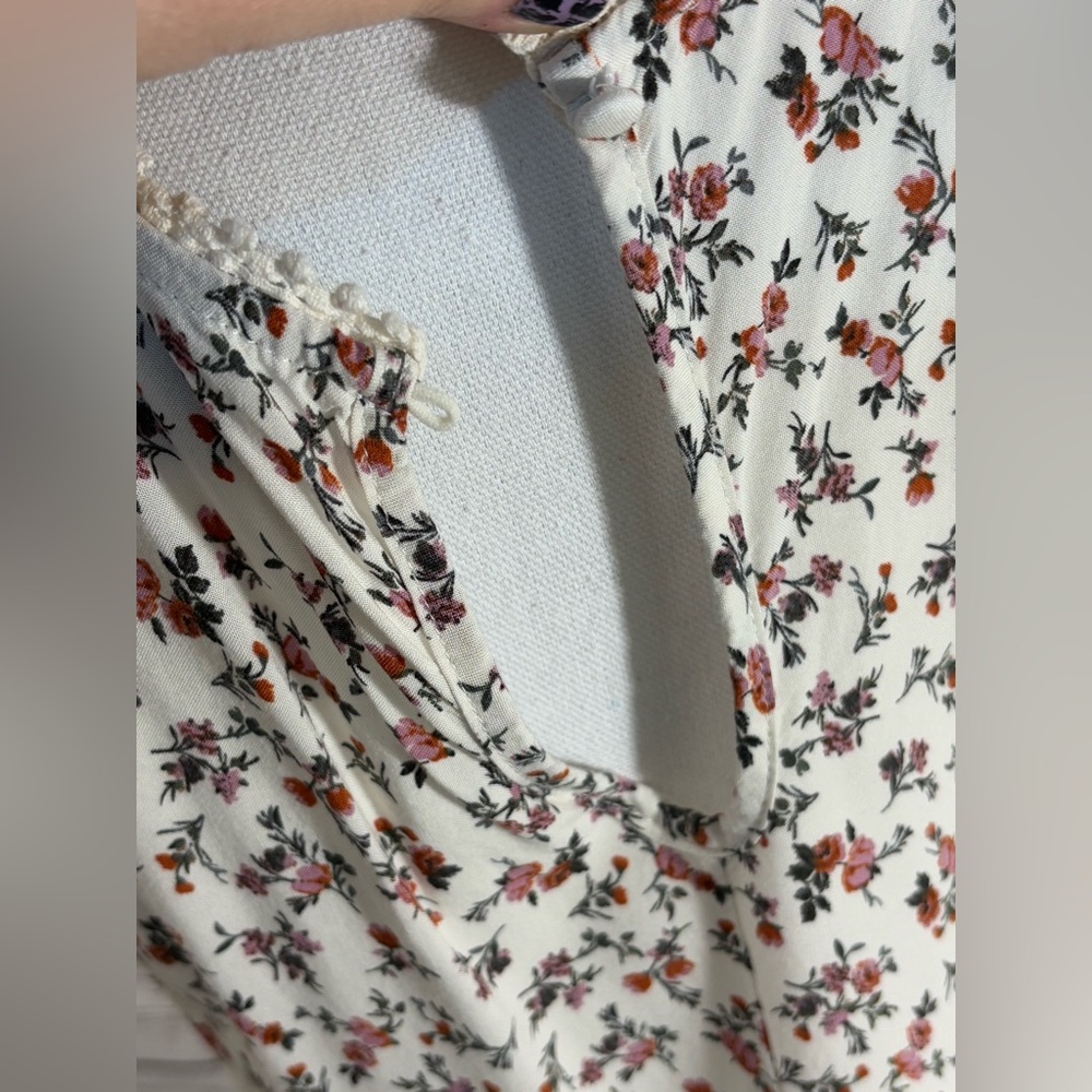 Wild Fable Cream Floral Cap Sleeve Summer Dress in Size Large - Picture 7 of 8